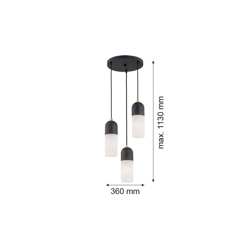 Argon 1467 - Lustr na lanku BURGOS 3xE27/15W/230V černá