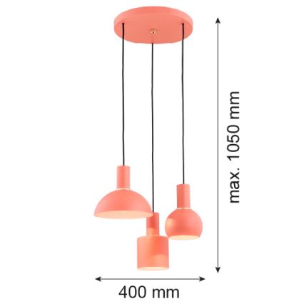 Argon 1469 - Lustr na lanku SINES 3xE27/15W/230V oranžová