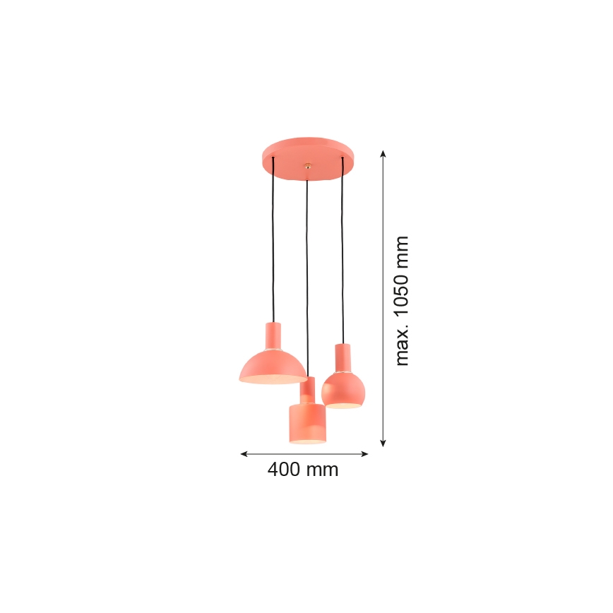Argon 1469 - Lustr na lanku SINES 3xE27/15W/230V oranžová