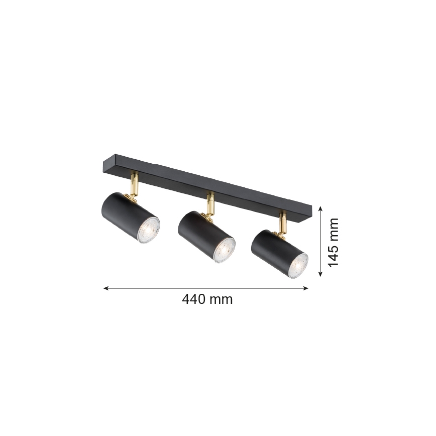 Argon 1476 - Bodové svítidlo LAGOS 3xGU10/5W/230V černá/mosaz