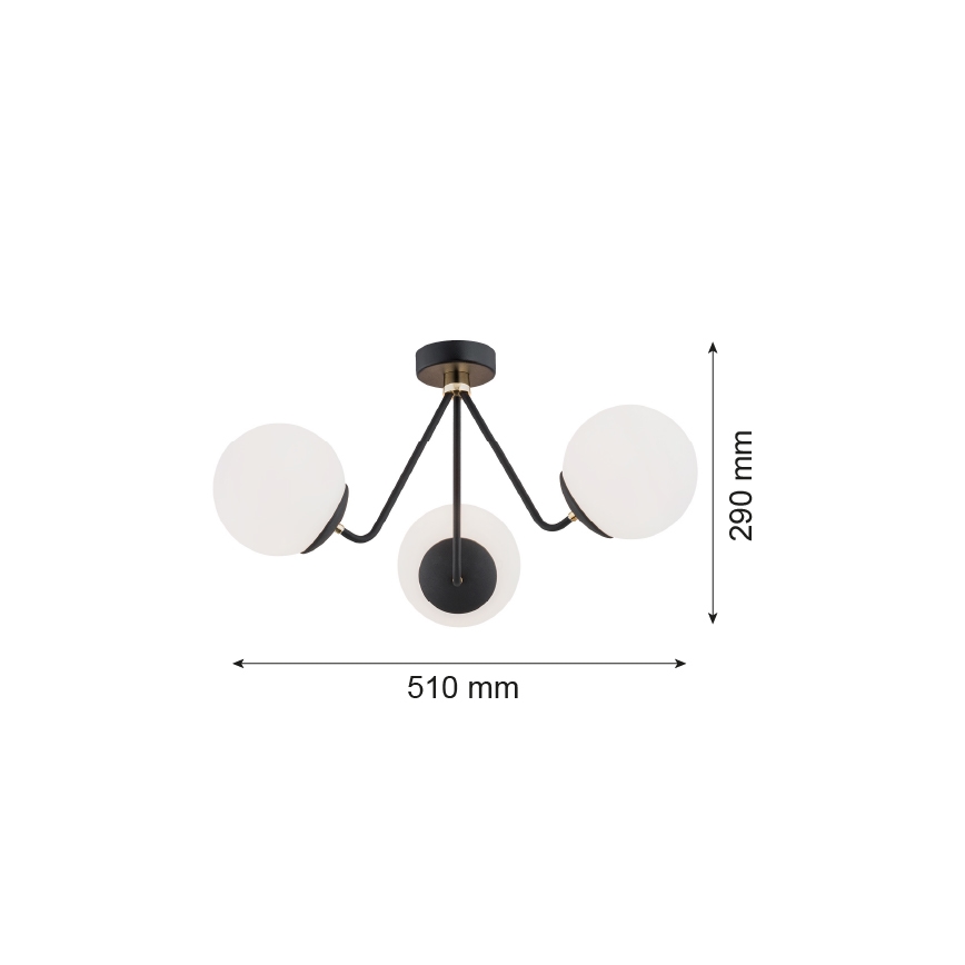 Argon 1478 - Přisazený lustr TOMAR 3xE27/15W/230V černá