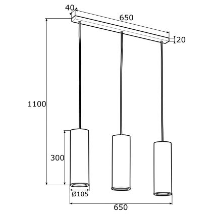 Argon 1486 - Lustr na lanku LINEA 3xE27/15W/230V mosaz/černá