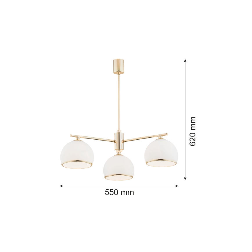 Argon 1488 - Lustr na tyči MARBELLA 3xE27/15W/230V mosaz