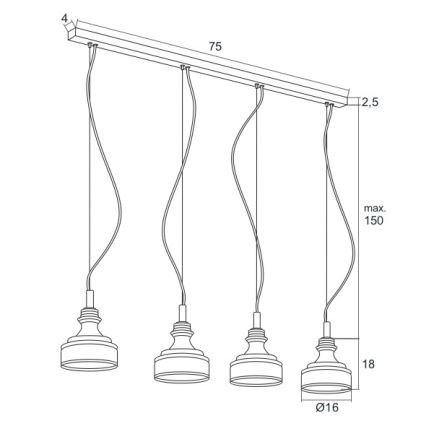 Argon 1650 - LED Lustr na lanku TULUZA 4xLED/5W/230V