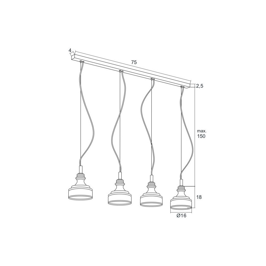 Argon 1650 - LED Lustr na lanku TULUZA 4xLED/5W/230V