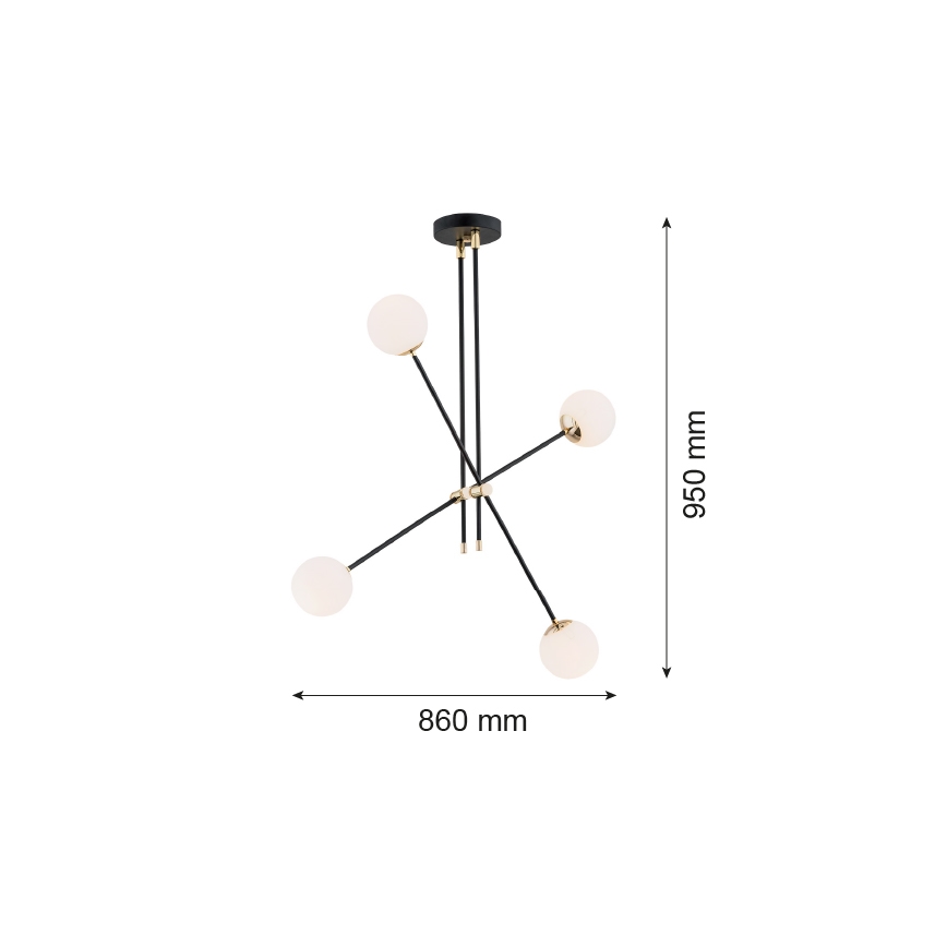Argon 1696 - Lustr na tyči ABSTRACT 4xE14/7W/230V černá