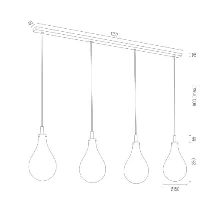 Argon 1740 - Lustr na lanku OAKLAND 4xG9/6W/230V