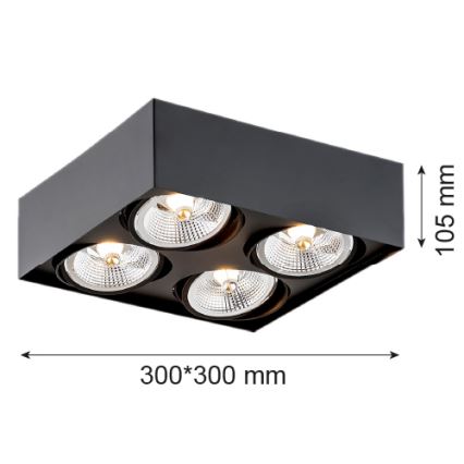 Argon 1745 - Bodové svítidlo RODOS 4xGU10-AR111/12W/230V černá