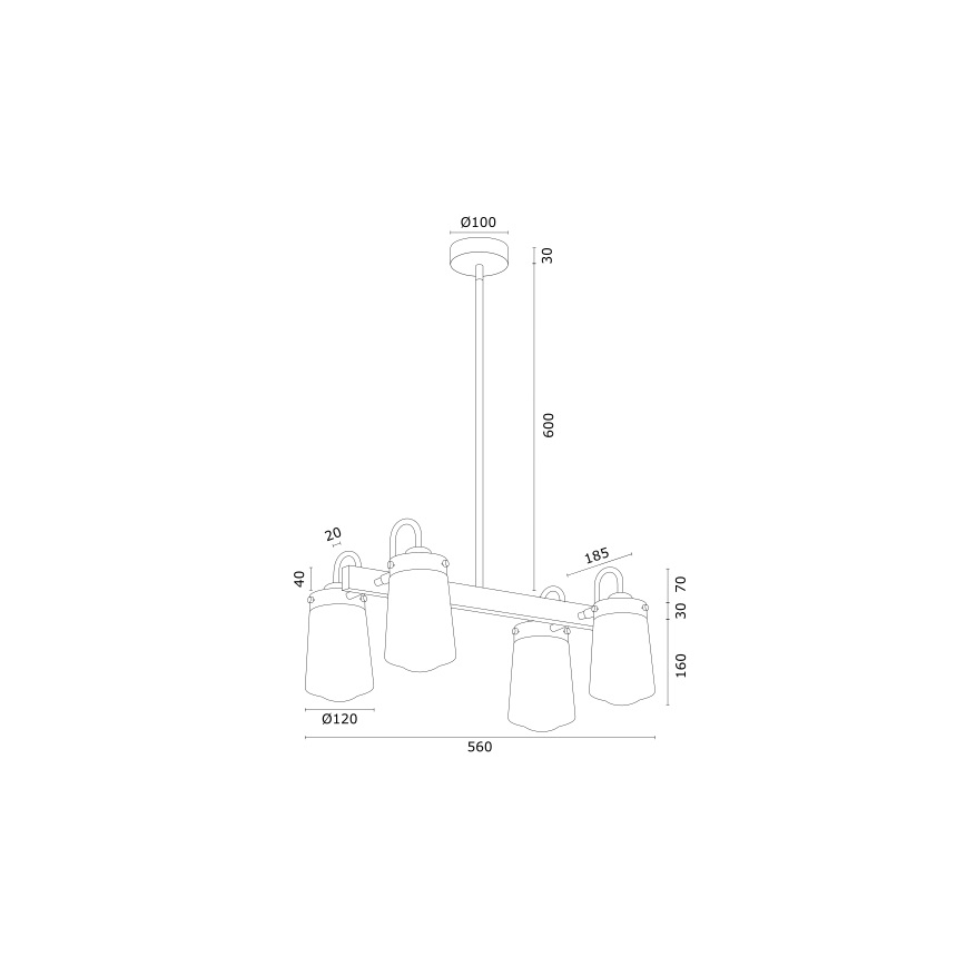 Argon 1772 - Lustr na tyči PASADENA 4xE27/15W/230V zlatá/bílá