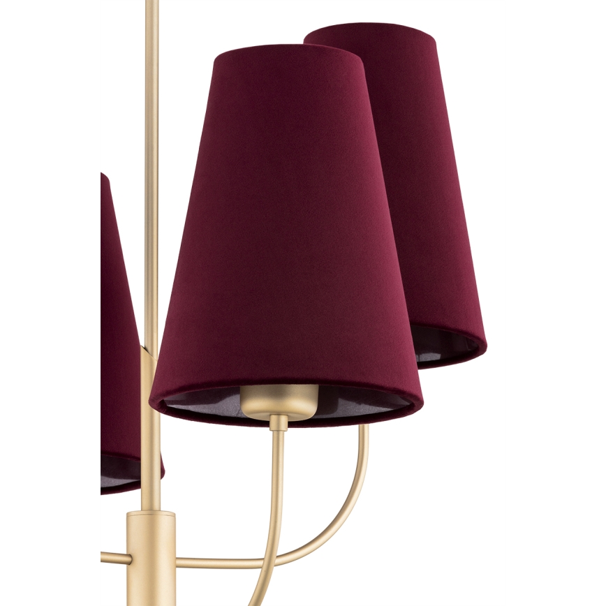 Argon 1827 - Lustr na tyči SAFIANO 4xE27/15W/230V vínová