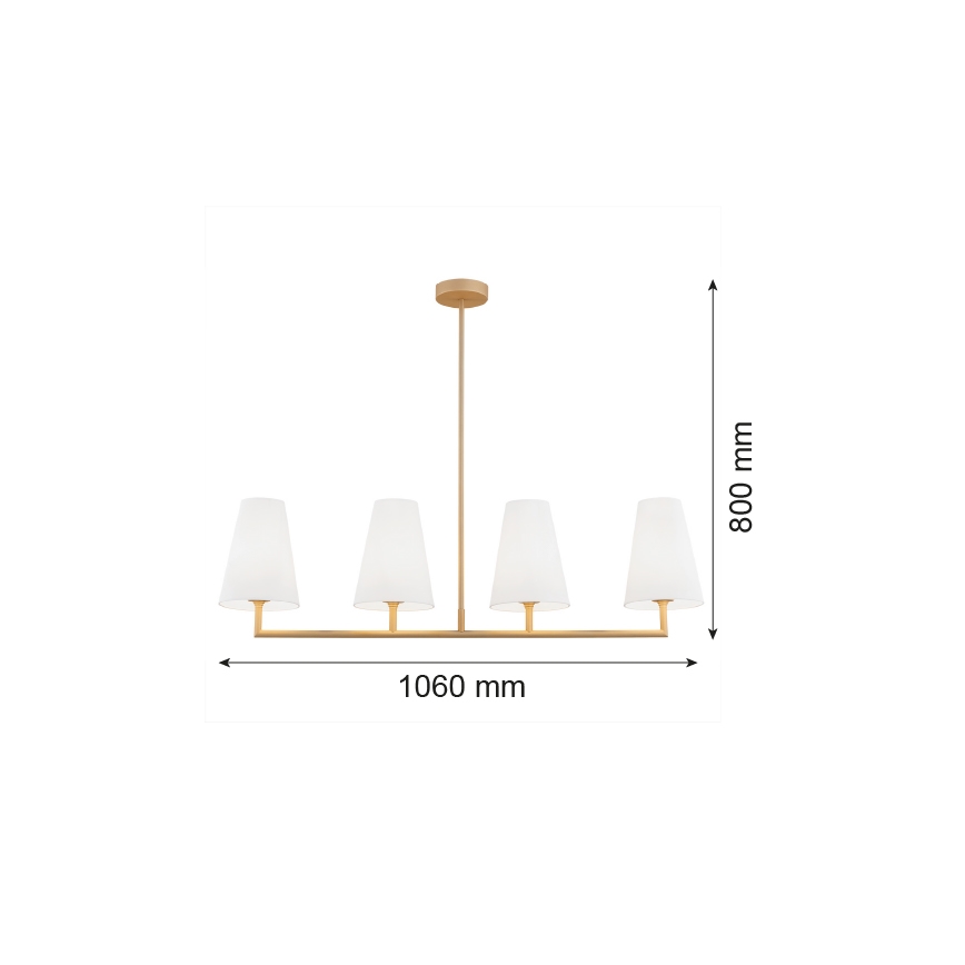 Argon 1828 - Lustr na tyči SAFIANO 4xE27/15W/230V zlatá