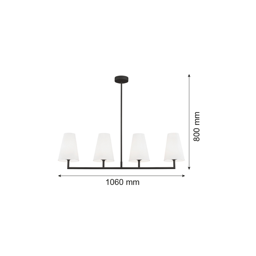 Argon 1831 - Lustr na tyči SAFIANO 4xE27/15W/230V černá