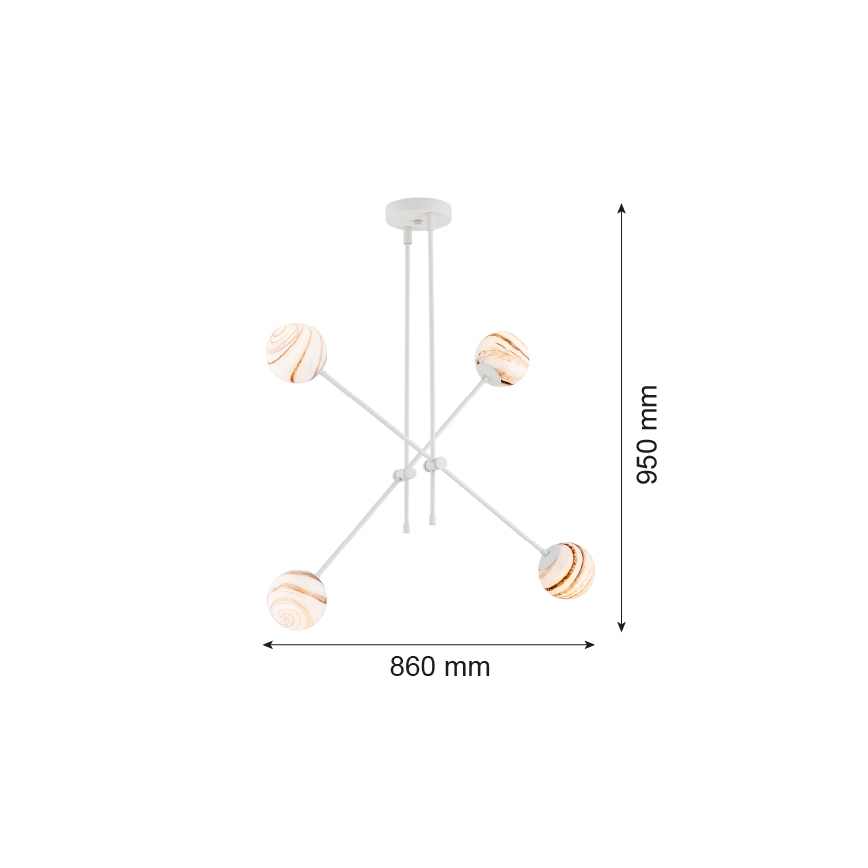 Argon 1841 - Lustr na tyči ABSOS 4xE14/7W/230V alabastr bílá