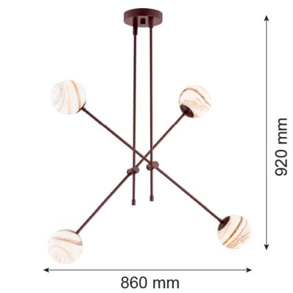 Argon 1842 - Lustr na tyči ABSOS 4xE14/7W/230V alabastr hnědá