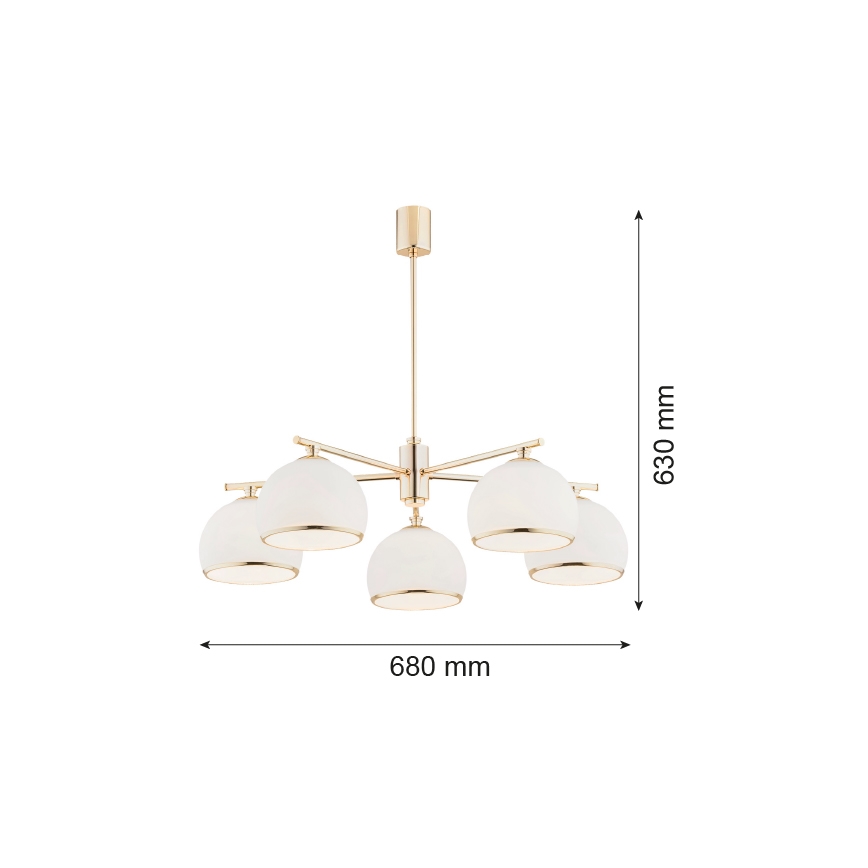 Argon 2088 - Lustr na tyči MARBELLA 5xE27/15W/230V mosaz