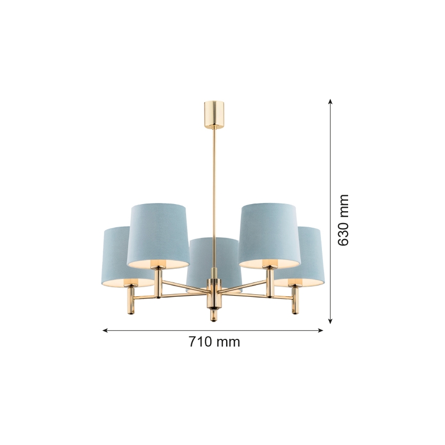 Argon 2106 - Lustr na tyči PONTE 5xE27/15W/230V mosaz/krémová
