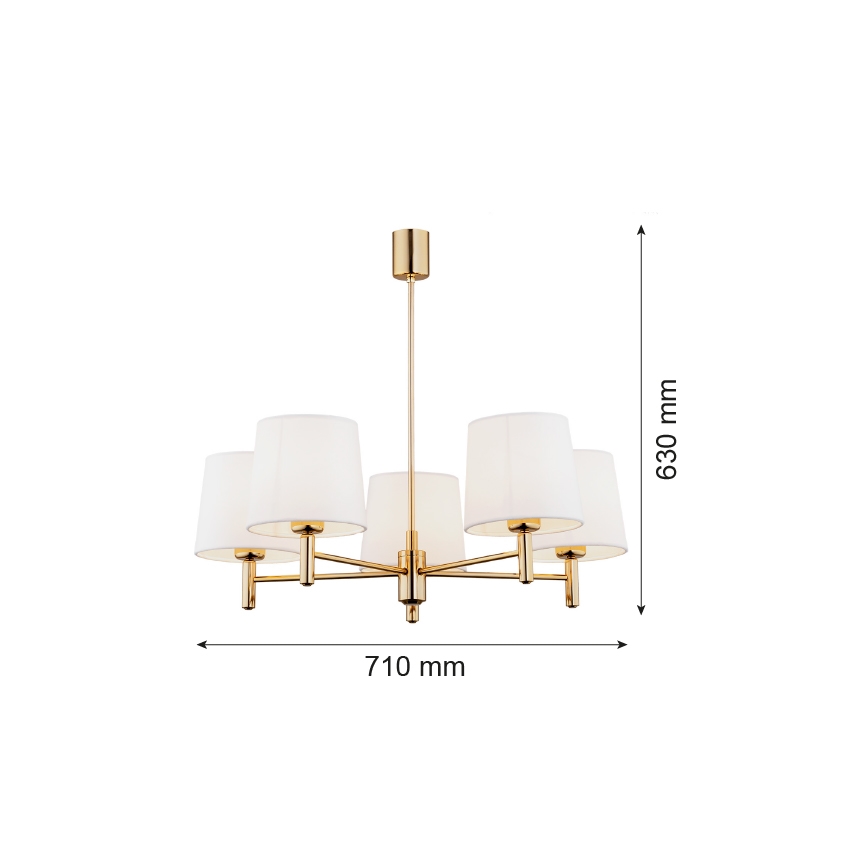 Argon 2106 - Lustr na tyči PONTE 5xE27/15W/230V mosaz/krémová