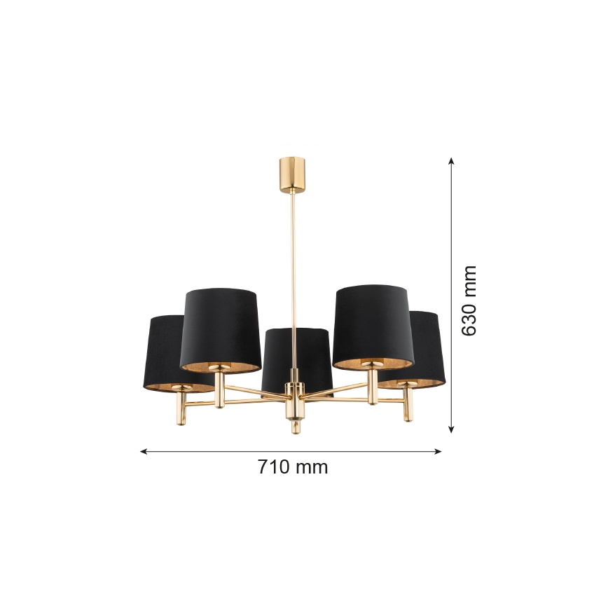 Argon 2107 - Lustr na tyči PONTE 5xE27/15W/230V mosaz/černá