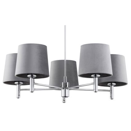 Argon 2108 - Lustr na tyči BOLZANO 5xE27/15W/230V šedá