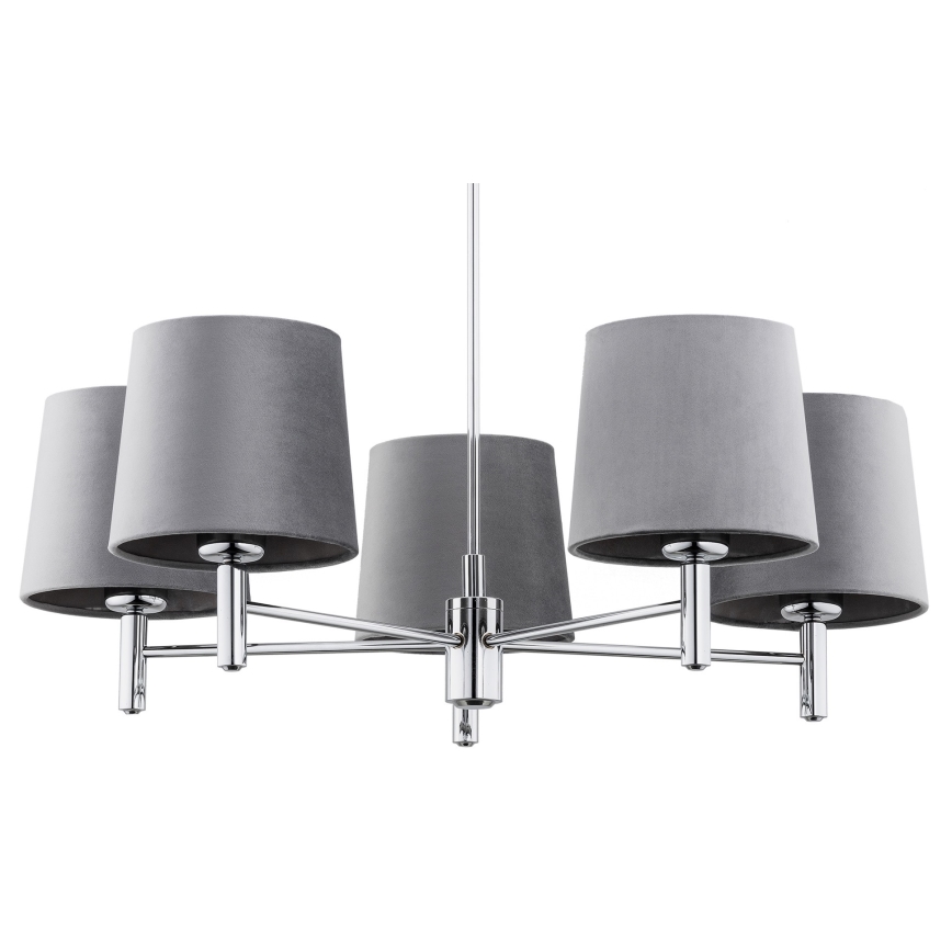 Argon 2108 - Lustr na tyči BOLZANO 5xE27/15W/230V šedá