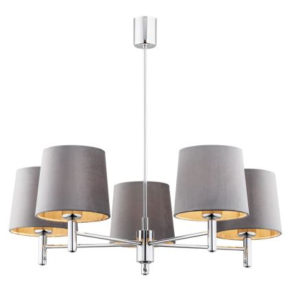 Argon 2108 - Lustr na tyči BOLZANO 5xE27/15W/230V šedá