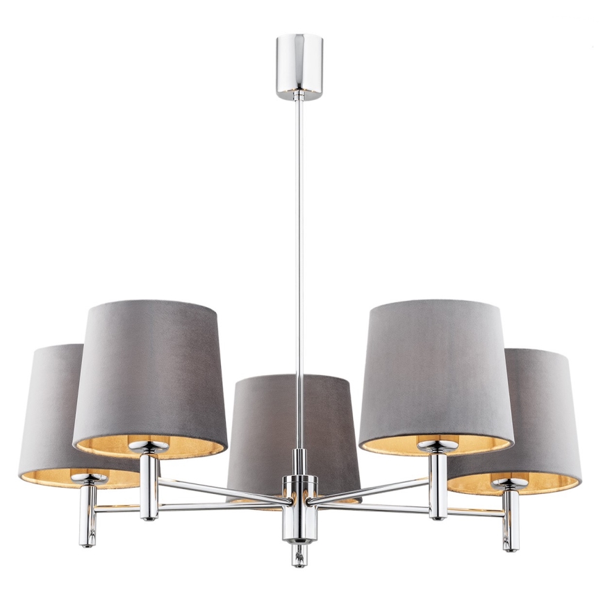 Argon 2108 - Lustr na tyči BOLZANO 5xE27/15W/230V šedá