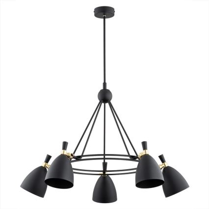 Argon 2118 - Lustr na tyči CHARLOTTE 5xE27/15W/230V černá/zlatá