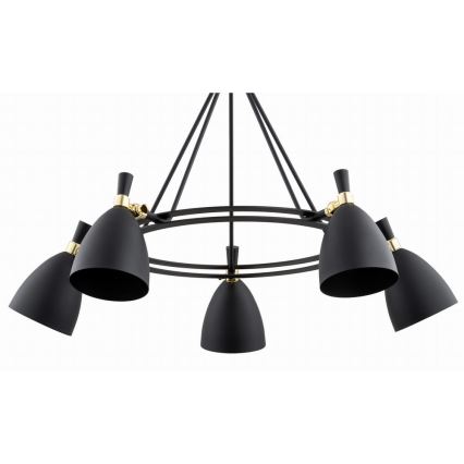 Argon 2118 - Lustr na tyči CHARLOTTE 5xE27/15W/230V černá/zlatá