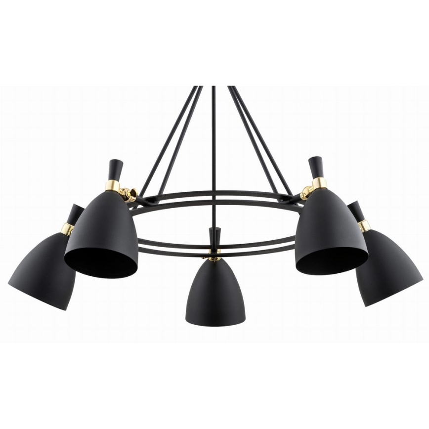 Argon 2118 - Lustr na tyči CHARLOTTE 5xE27/15W/230V černá/zlatá