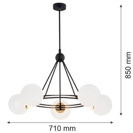 Argon 2119 - Lustr na tyči AMALFI 5xE27/15W/230V černá/bílá