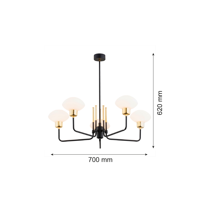 Argon 2128 - Lustr na tyči RAVELLO 5xE14/15W/230V černá/zlatá