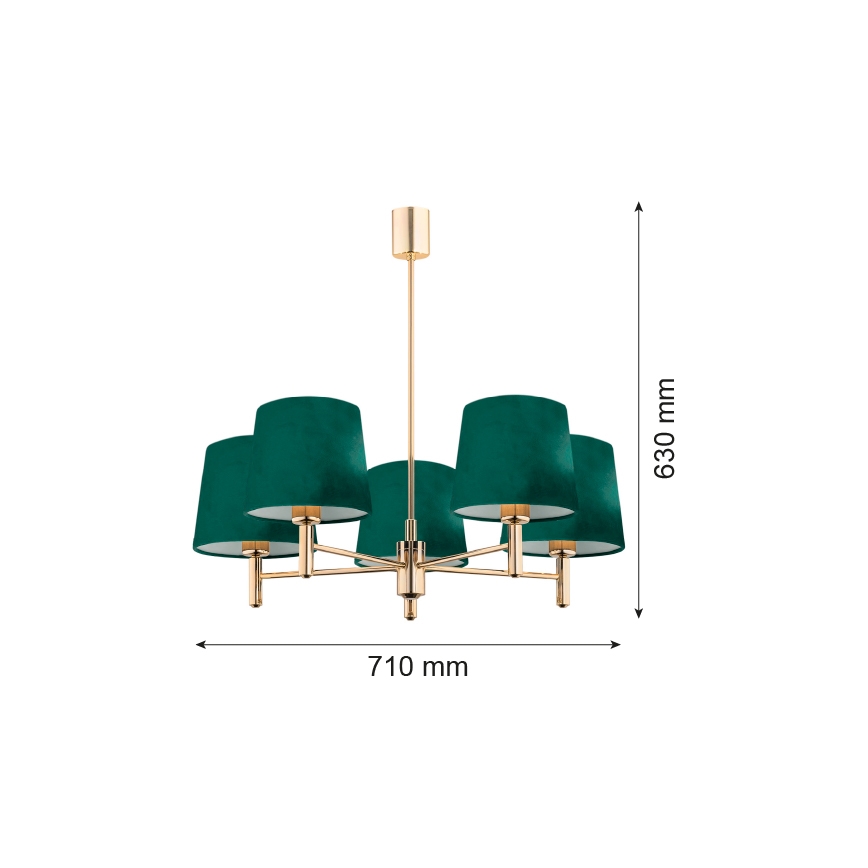 Argon 2145 - Lustr na tyči PONTE 5xE27/15W/230V zelená/mosaz