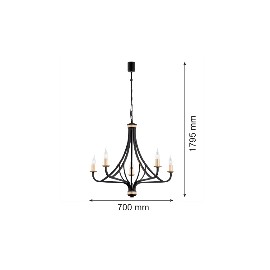 Argon 2171 - Lustr na řetězu LORENZO 5xE14/7W/230V