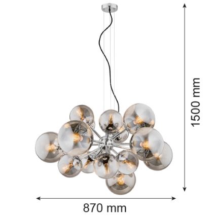 Argon 5022 - Lustr na lanku SATELITE 15xE27/15W/230V lesklý chrom