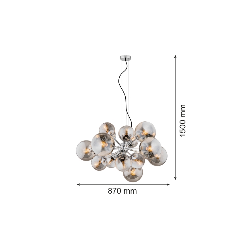 Argon 5022 - Lustr na lanku SATELITE 15xE27/15W/230V lesklý chrom
