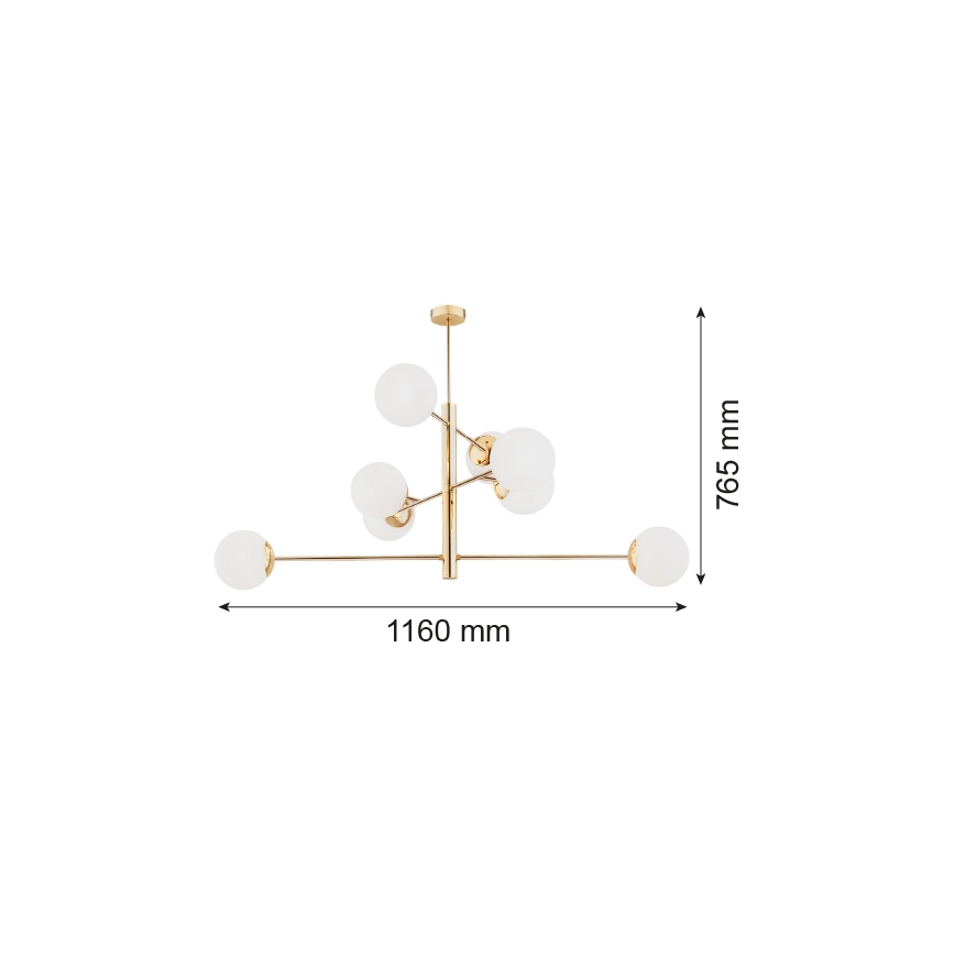 Argon 5043 - Lustr na tyči CAMERON 8xE27/15W/230V mosaz