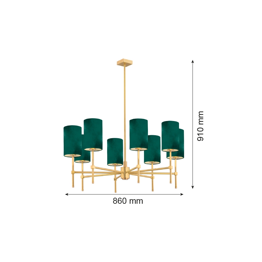 Argon 5055 - Lustr na tyči ABRUZZO 8xE14/7W/230V mosaz/zelená