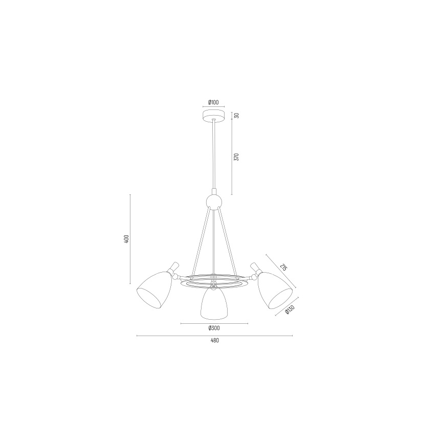 Argon 6149 - Lustr na tyči CHARLOTTE 3xE27/15W/230V černá/zlatá