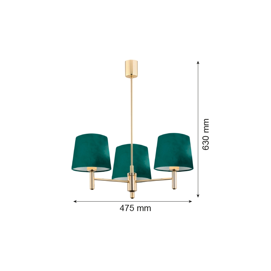 Argon 6192 - Lustr na tyči PONTE 3xE27/15W/230V zelená/mosaz
