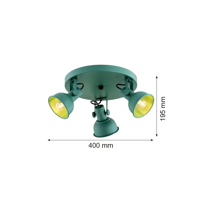 Argon 6265 - Bodové svítidlo LENORA 3xE14/7W/230V zelená