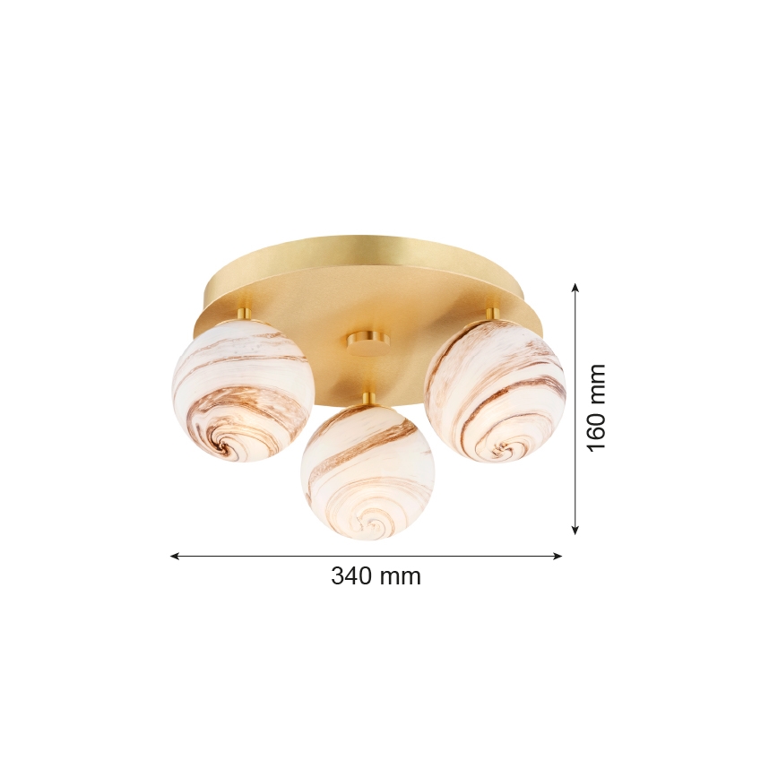 Argon 6290 - Stropní svítidlo FABIO 3xE14/7W/230V alabastr zlatá