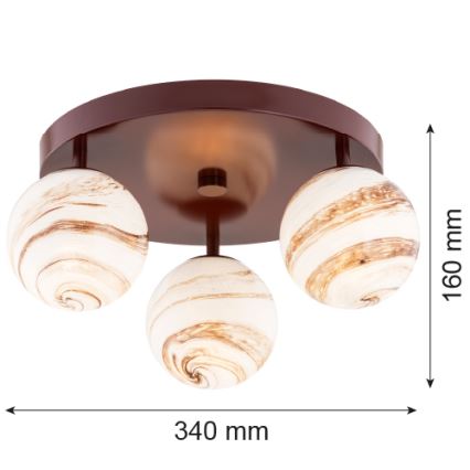 Argon 6292 - Stropní svítidlo FABIO 3xE14/7W/230V alabastr hnědá