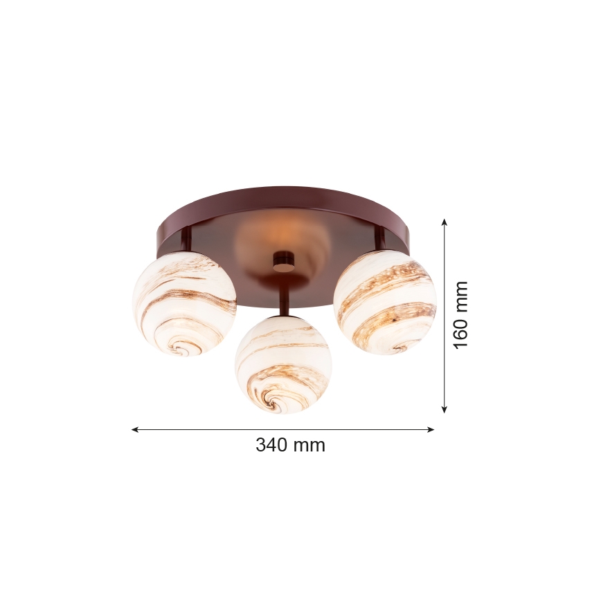 Argon 6292 - Stropní svítidlo FABIO 3xE14/7W/230V alabastr hnědá