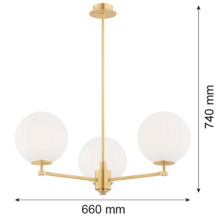 Argon 6307 - Lustr na tyči PALOMA 3xE14/7W/230V zlatá/bílá