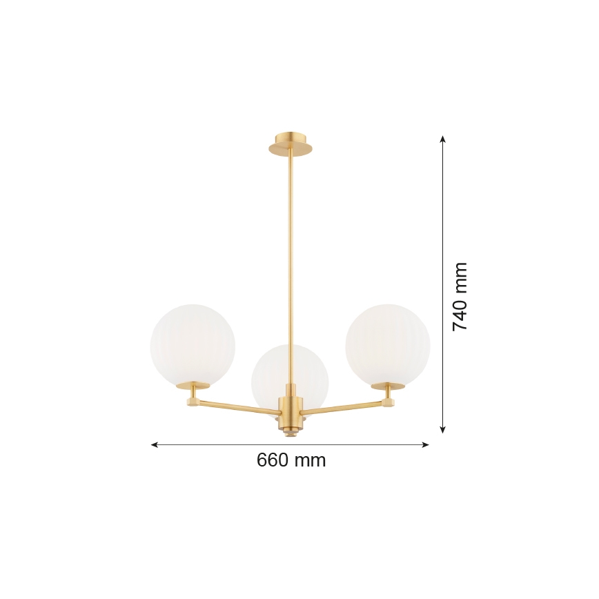 Argon 6307 - Lustr na tyči PALOMA 3xE14/7W/230V zlatá/bílá