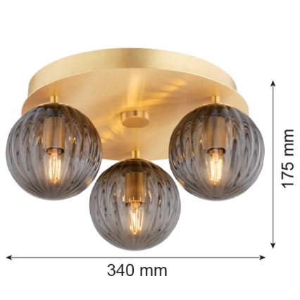 Argon 6308 - Stropní svítidlo PALOMA 3xE14/7W/230V zlatá/černá