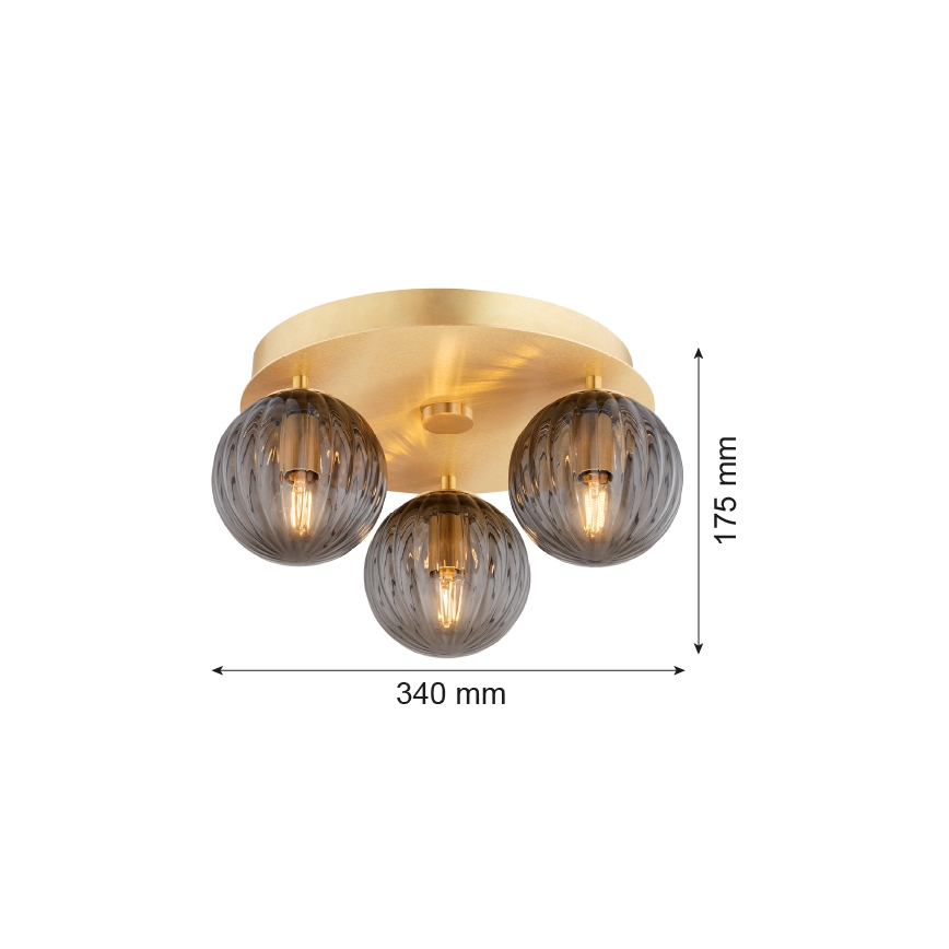 Argon 6308 - Stropní svítidlo PALOMA 3xE14/7W/230V zlatá/černá