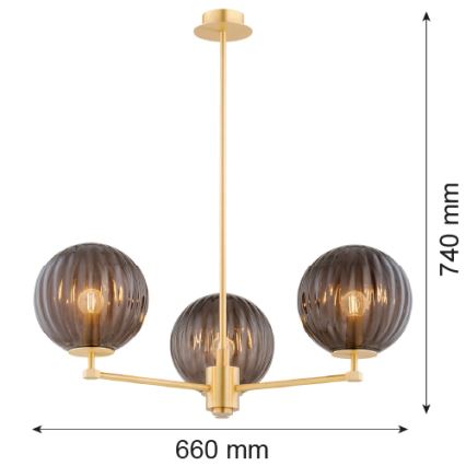 Argon 6310 - Lustr na tyči PALOMA 3xE14/7W/230V zlatá/černá