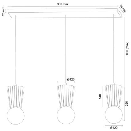 Argon 6357 - Koupelnový lustr na lanku VOLANTE 3xG9/6W/230V IP44 béžová