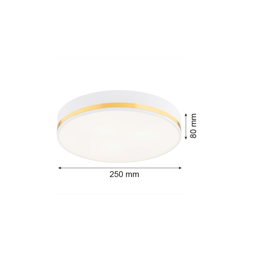 Argon 7034 - Stropní svítidlo AMORE 2xE27/15W/230V pr. 25 cm bílá/zlatá